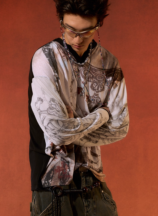 Dunhuang Punk Long Sleeve Knit Tee