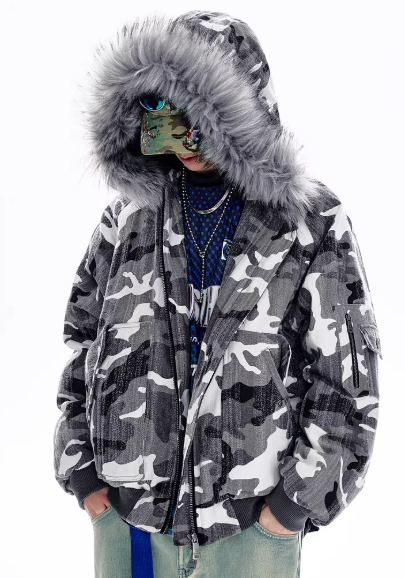 Camouflage Fur-Lined Parka Jacket