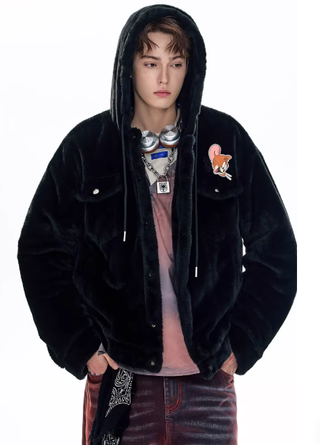 Faux Rabbit Fur Hooded Winter Coat