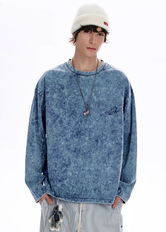 American Distressed Long Sleeve T-Shirt