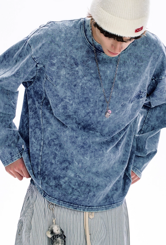 American Distressed Long Sleeve T-Shirt