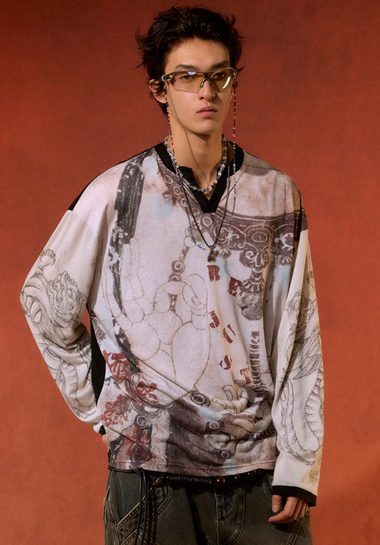 Dunhuang Punk Long Sleeve Knit Tee