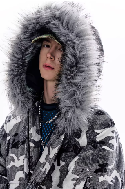 Camouflage Fur-Lined Parka Jacket