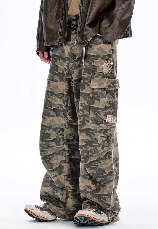 Vintage Camouflage Loose Cargo Pants