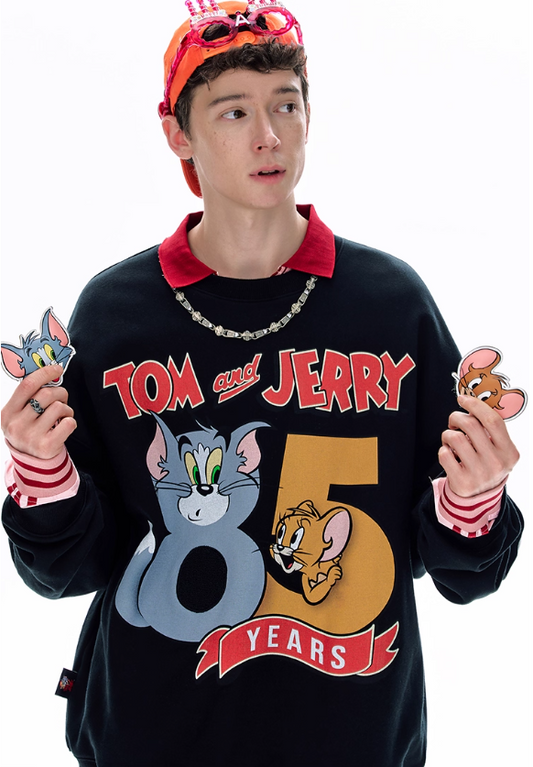 Tom & Jerry Red Fleece Crewneck Sweatshirt